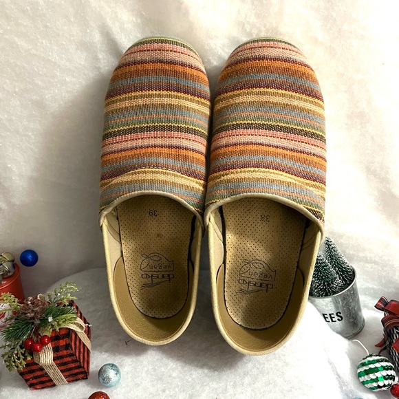 Dansko EU39/US8.5/9 Multicolor Vegan Striped Jute Espadrille Mules/Clogs… - Picture 2 of 16